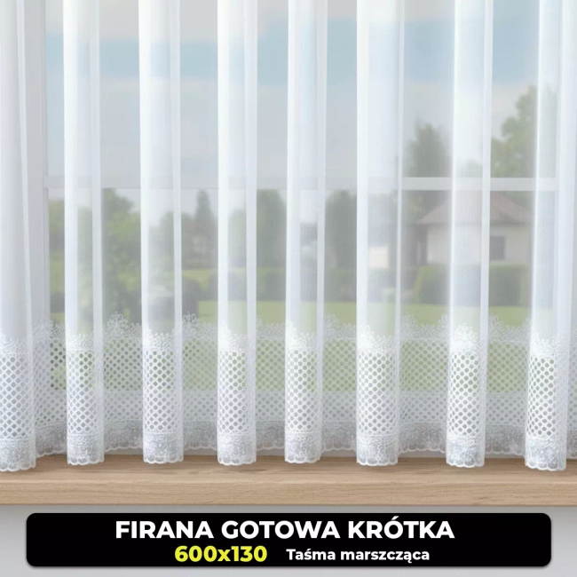 Firana gotowa krótka do parapetu 600 x 130 - Już uszyta, ostatnia sztuka